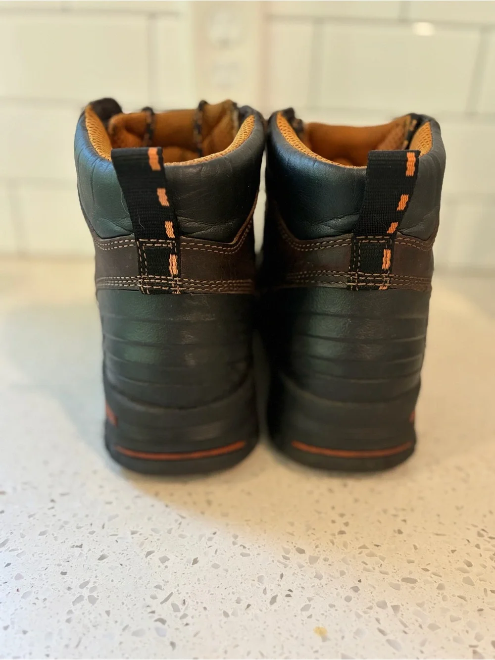 Timberland PRO Brown and Black Work Boots with Orange Accents